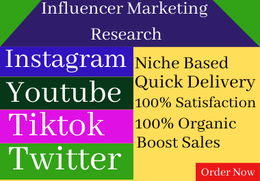 I will find 30 the best niche related influencer marketing research for Your business