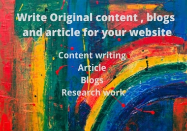 I will write original,  high quality articles and blogs for your website