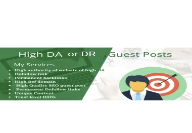 I will do 1 high da guest backlink,  guest blog,  authority backlinks