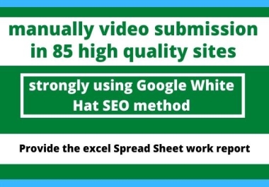 I will do perfect video submission manually on top 85 high PR sites