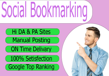 Create 100 high-quality social bookmarks SEO backlinks for google ranking