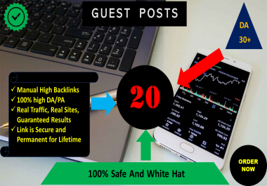 Write And Publish 20 Guest posts on High Authority Sites From DA30+ to DA 90+