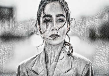 I will make alluring digital pencil effect sketch portrait for you