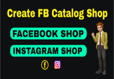 I will setup instagram and facebook shop,  integrate pixel,  upload products