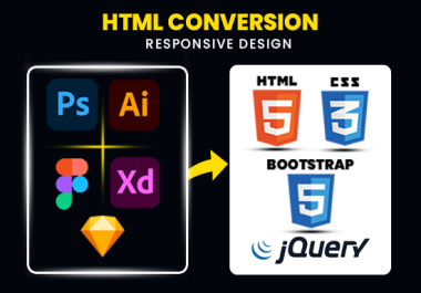 Convert Psd to Html,  Xd to Html,  Figma to Html,  Sketch to Html