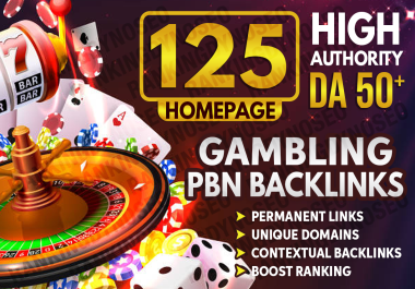 125 PBNS DA 50 PLUS Dofollow Gambling,  Casino,  UFABET,  Slot,  Jodi,  Poker Homepage Backlinks