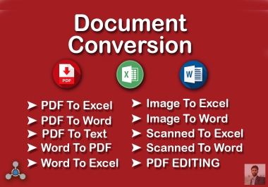 I will do document conversion pdf to excel,  pdf to word,  data entry upto 10 clear pages
