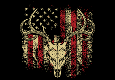 Deer Hunters SVG,  Deer Skull On American Flag SVG,  Hunters Flag SVG,  Deer Skull Flag SVG
