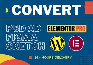 I can convert Figma XD PSD PDF Wix to WordPress website by elementor pro