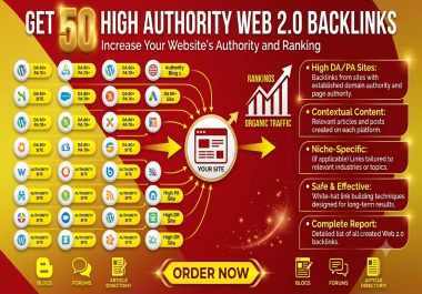 I will Create 50 High Authority Web 2.0 Backlinks on High DA PA Sites