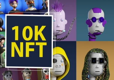 I will generate 10k,  50k,  nft art collection,  3d modelling,  nft character design