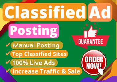 I will manually post 50 ads on top ad posting sites