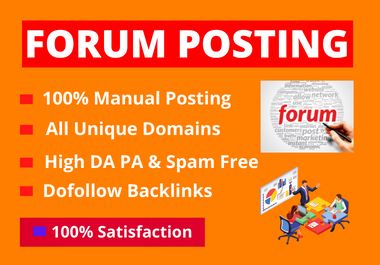 I will manually post 30 high-authority SEO backlinks to quality forum postings