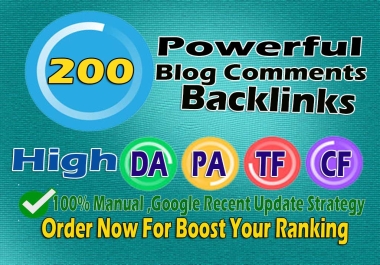 I Will Provide 200 Powerfull Blog Comment Seo Backlinks For Google Ranking Of the SIte