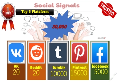 I WILL PROVIDE GREAT HIGH 30,000 Social Signals From Top 6 Sites to Boost Your Site SEO Ranking