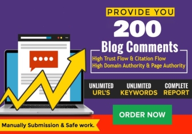 I will do 200 Backlinks in High DA/PA 30+ Do Follow Blog Comments