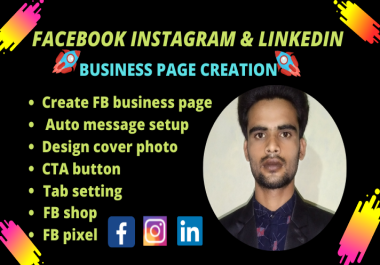 I will create and setup fakebook,  Instagram,  linked business page and fb shop,  fb pixel
