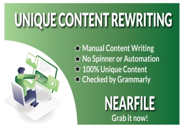 1500 Word Unique Content Rewriting no spinners or automated software