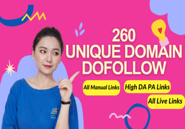 260 Manual Unique Domain Dofollow Blog Comments High DA PA Backlinks