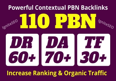 Get 110 Powerful PBN - High DA70+ Contextual dofollow PBN backlinks