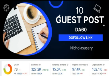 Write And Publish 10 Guest Post On Websites DA 50+ monthly visitors 20K+