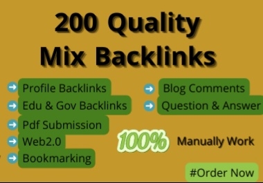 Get 200+ High Quality Mix Backlinks to rank Faster In Google