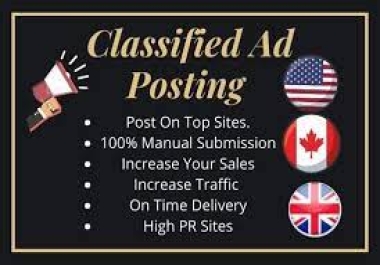 I will post classified ads on top 20 classified ad posting sites