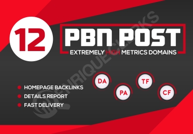 Get 12 Contextual HomePage PBN Dofollow DA 50+ Permanent Backlinks