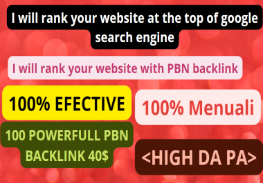 I rank your website with Permanent DA 50 to 90 PBN backlink and increase website DA