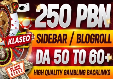 Buy 2 Get 1 Free Rank 250 Permanent Sidebar-Blogroll DA 50-60 plus High Quality Gambling backlinks