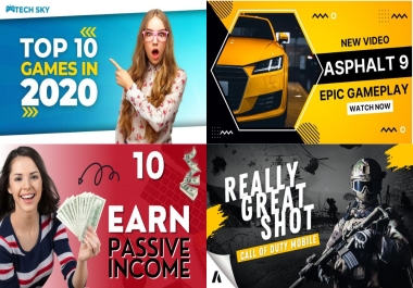 I will design amazing youtube thumbnail in 1 hours