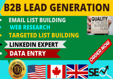 200 b2b lead generation,  linkedIn,  prospect email leads and targeted Business listing