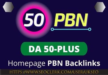 I will do 50 PBN DA 50+ homepage parmanent dofollow backlinks