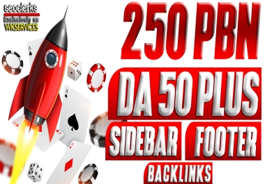 Get 250 DA 50+ PBN Sidebar, Blogroll, Footer Permanent Homepage Dofollow Backlinks