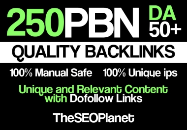 Valuable Offer 250 Unique HomePage PBN Backlinks Da 50 Plus