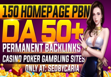 150 Homepage PBN Backlinks DA 50+ on Casino/Poker/Gambling to Boost Ranking on Google