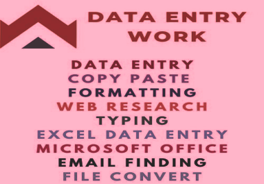 I will data entry,  PDF to excel,  data entry,  copy paste,  typing research
