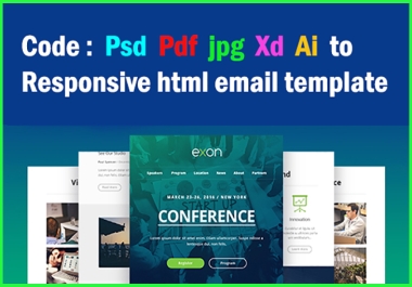 code PSD pdf jpg xd ai to HTML responsive email template
