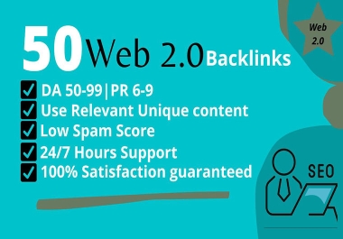 I will do 50 high quality white hat contextual web 2.0 link building to get top ranking