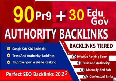 I will do 120 high quality pr9 Authority, EDU link building SEO backlinks service