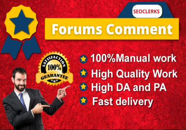 I will create 100 Forum comment SEO backlinks on high DA PA