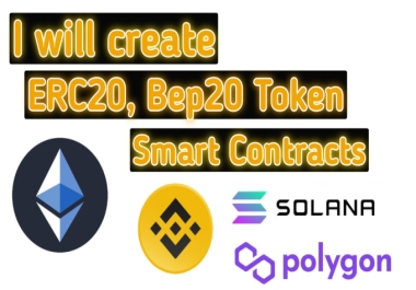 I will create your branded erc20,  bep20 smart contract,  cryptocurrency token