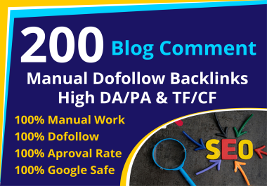 Build 200 dofollow blog comment high DA PA quality backlinks