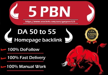 I will provide 5 PBN homepage Backlinks on DA50+/DA55+