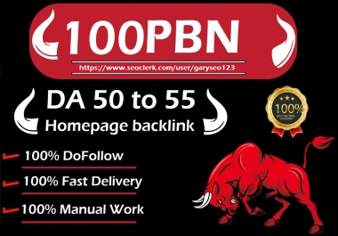 100 Homepage PBN Backlinks DA 50 Plus Dofollow and Index Domains