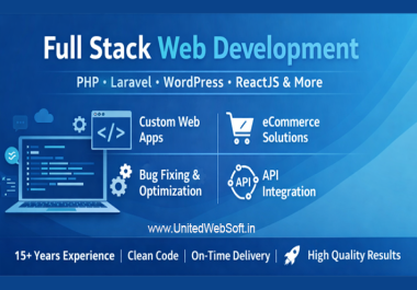 Full Stack Web Development PHP,  Laravel,  WordPress,  React