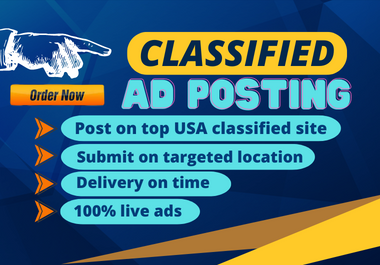I will Post 50 ads manually on top clasified ad posting sites