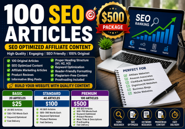 I Will Write 100 SEO Optimized Affiliate Articles for Your Website