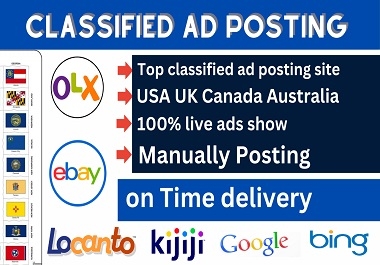 I will post 200 ads on top ad posting sites manually for backlinks