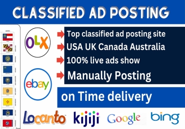 I will post 70 ads on top ad posting sites manually for backlinks